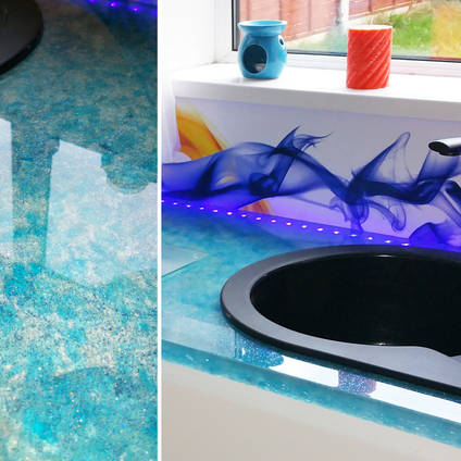 Deep Cast Kitchen Surfaces with Glitter Effect